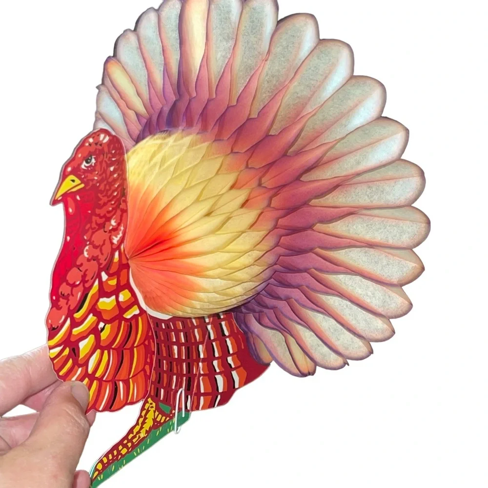 Vintage Spains Inc. Honeycomb Thanksgiving Turkey Centerpiece 9